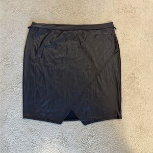 Blush Black Leather Pencil Skirt for Work